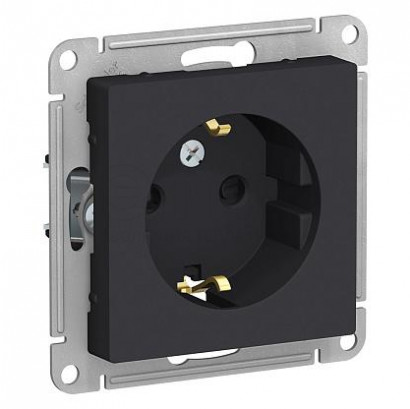 Розетка одинарная скрытая З/К  С/Ш 16А 250В  IP20  карбон ATLASDESIGN